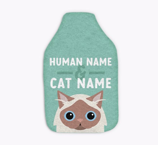 Human & Cat Names: Personalized {breedCommonName} Hot Water Bottle